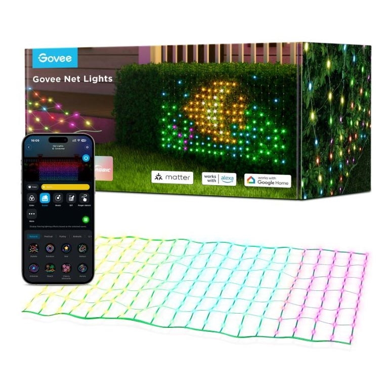 Govee - LED RGBIC Vonkajšia svetelná sieť 143x85cm Wi-Fi Matter IP65