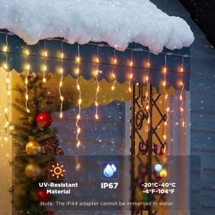 Govee - LED RGBIC Vonkajšie cencúľové svetlá 10 m Wi-Fi Matter IP65