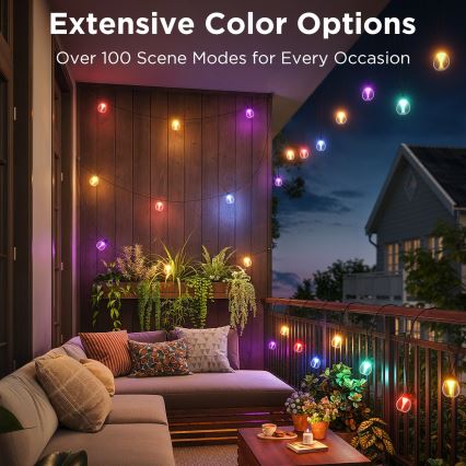 Govee - LED RGBICW Stmievateľná vonkajšia dekoračná reťaz LED/24W/230V IP67 2700-6500K Wi-Fi