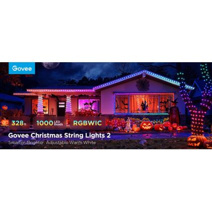 Govee - LED RGBICW Vonkajšia vianočná reťaz 2700-6500K 20m Wi-Fi Matter IP66
