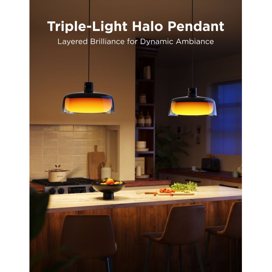 Govee - LED RGBICWW stlmiteľný závesný luster na lane LED/21W/230V Matter Wi-Fi