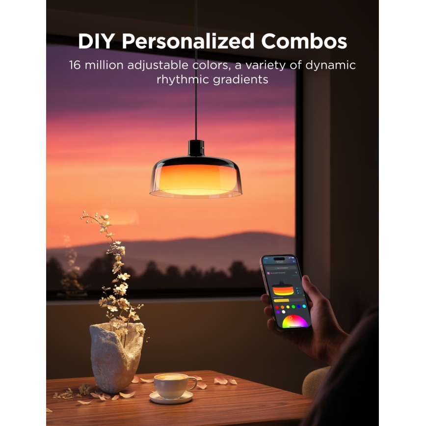 Govee - LED RGBICWW stlmiteľný závesný luster na lane LED/21W/230V Matter Wi-Fi