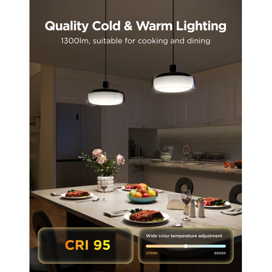 Govee - LED RGBICWW stlmiteľný závesný luster na lane LED/21W/230V Matter Wi-Fi