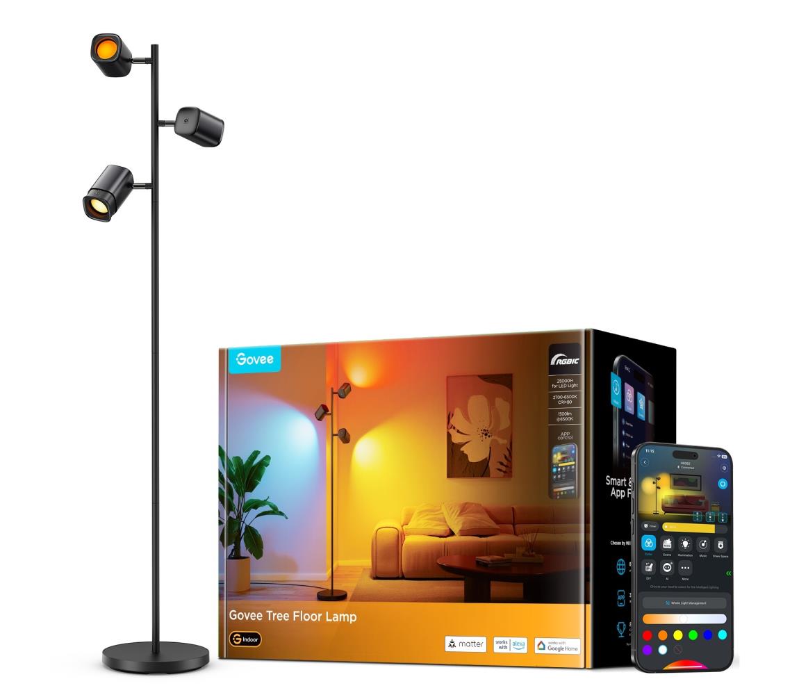 Govee - LED RGBICWW Stmievateľná stojacia lampa TREE MATTER LED/48W/230V Wi-Fi H60B2311