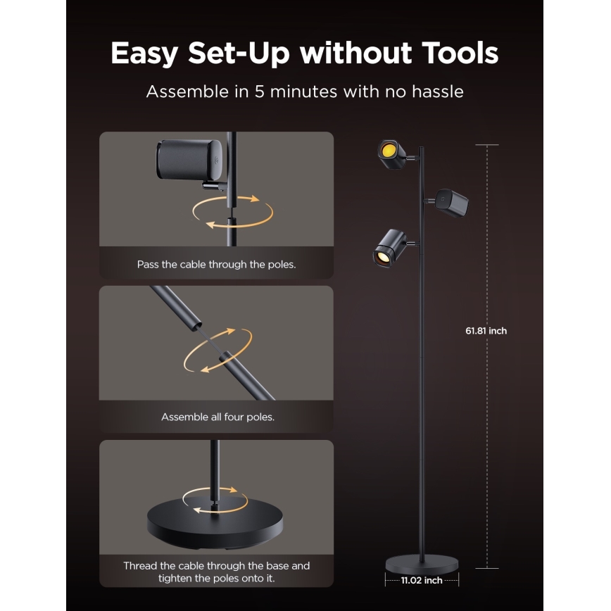Govee - LED RGBICWW Stmievateľná stojacia lampa TREE MATTER LED/48W/230V Wi-Fi