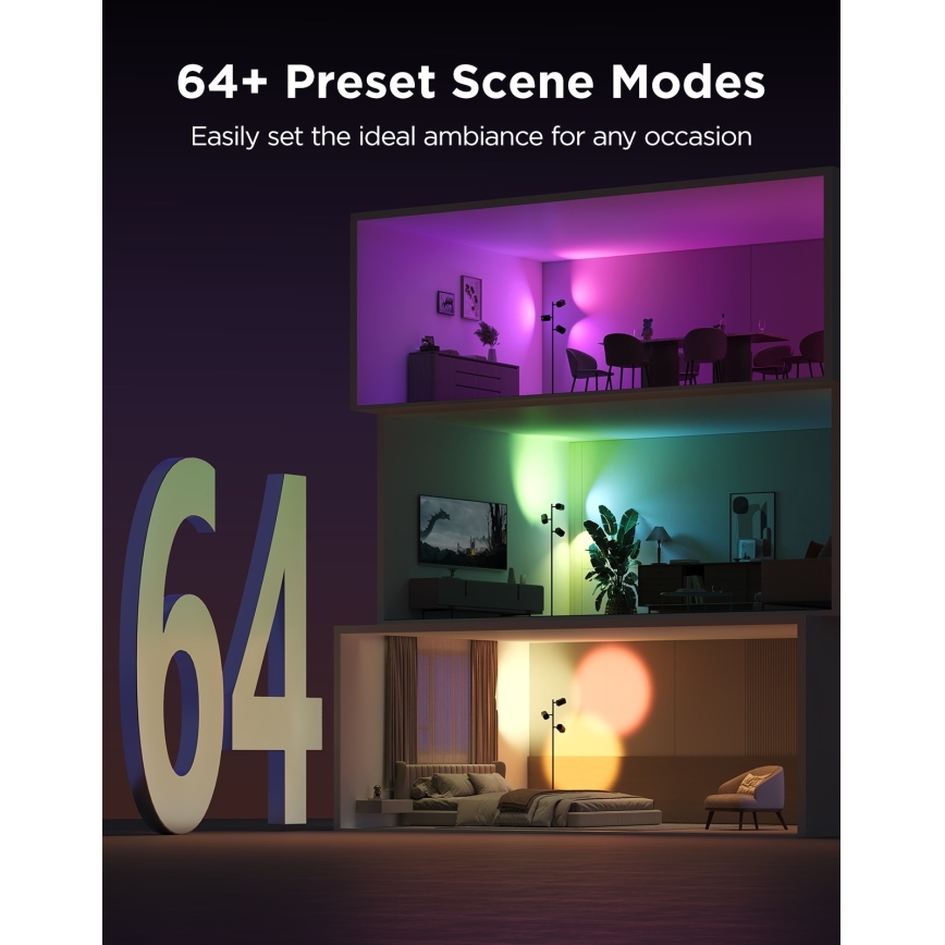 Govee - LED RGBICWW Stmievateľná stojacia lampa TREE MATTER LED/48W/230V Wi-Fi