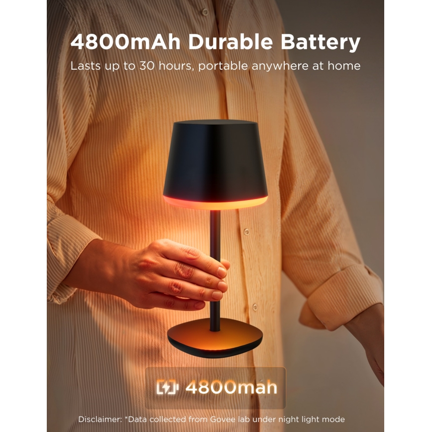Govee - LED RGBICWW Stmievateľná stolná lampa CLASSIC MATTER LED/10W/5V 4800mAh Wi-Fi