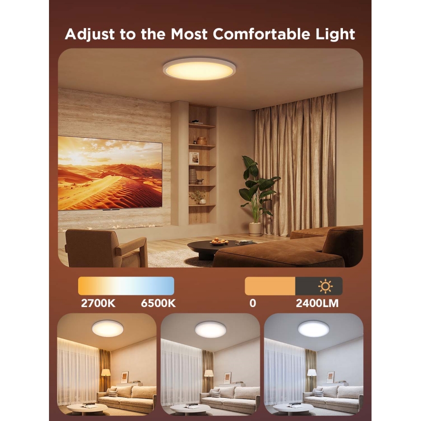 Govee - LED RGBICWW Stmievateľné stropné svietidlo LED/29W/230V, priemer 30 cm, matné, Wi-Fi