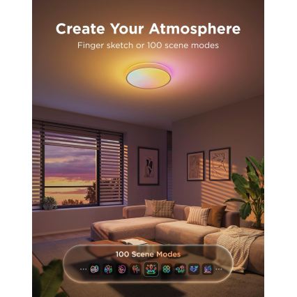 Govee - LED RGBICWW Stmievateľné stropné svietidlo LED/55W/230V pr. 46 cm Matter Wi-Fi