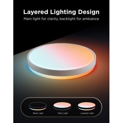 Govee - LED RGBICWW Stmievateľné stropné svietidlo LED/55W/230V pr. 46 cm Matter Wi-Fi
