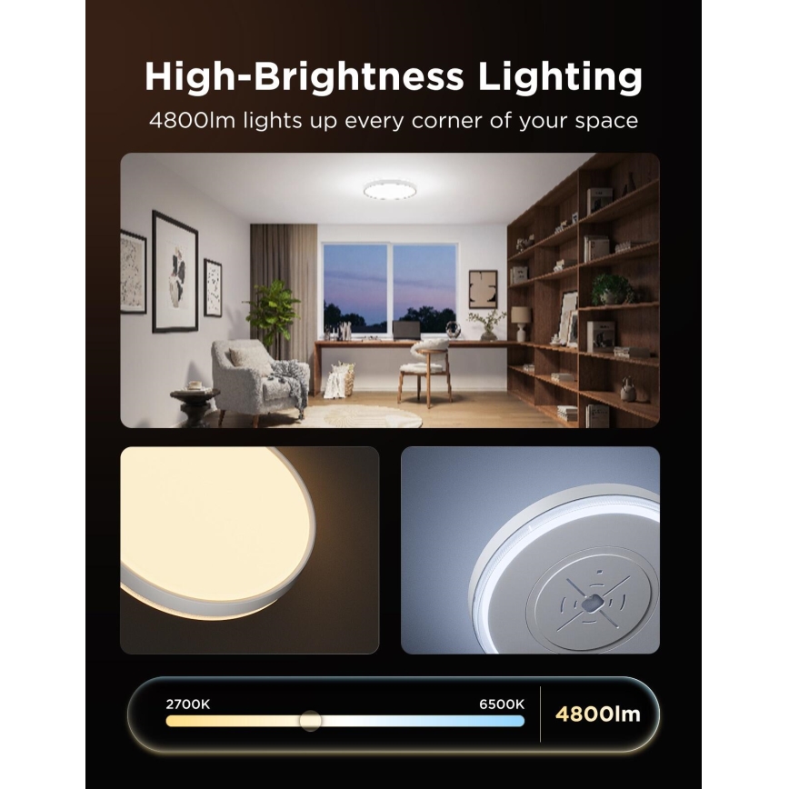 Govee - LED RGBICWW Stmievateľné stropné svietidlo LED/55W/230V pr. 46 cm Matter Wi-Fi