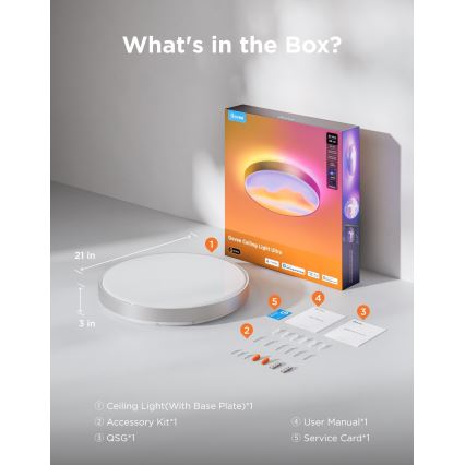 Govee - LED RGBICWW Stmievaľné stropné svietidlo LED/55W/230V pr. 53 cm Matter Wi-Fi