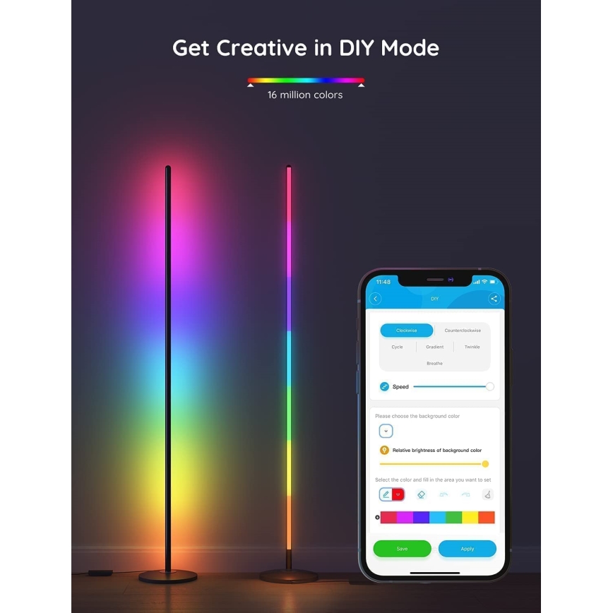 Govee - LED RGBW stmievateľná stojacia lampa LITE MATTER LED/24W/230V Wi-Fi 36 cm