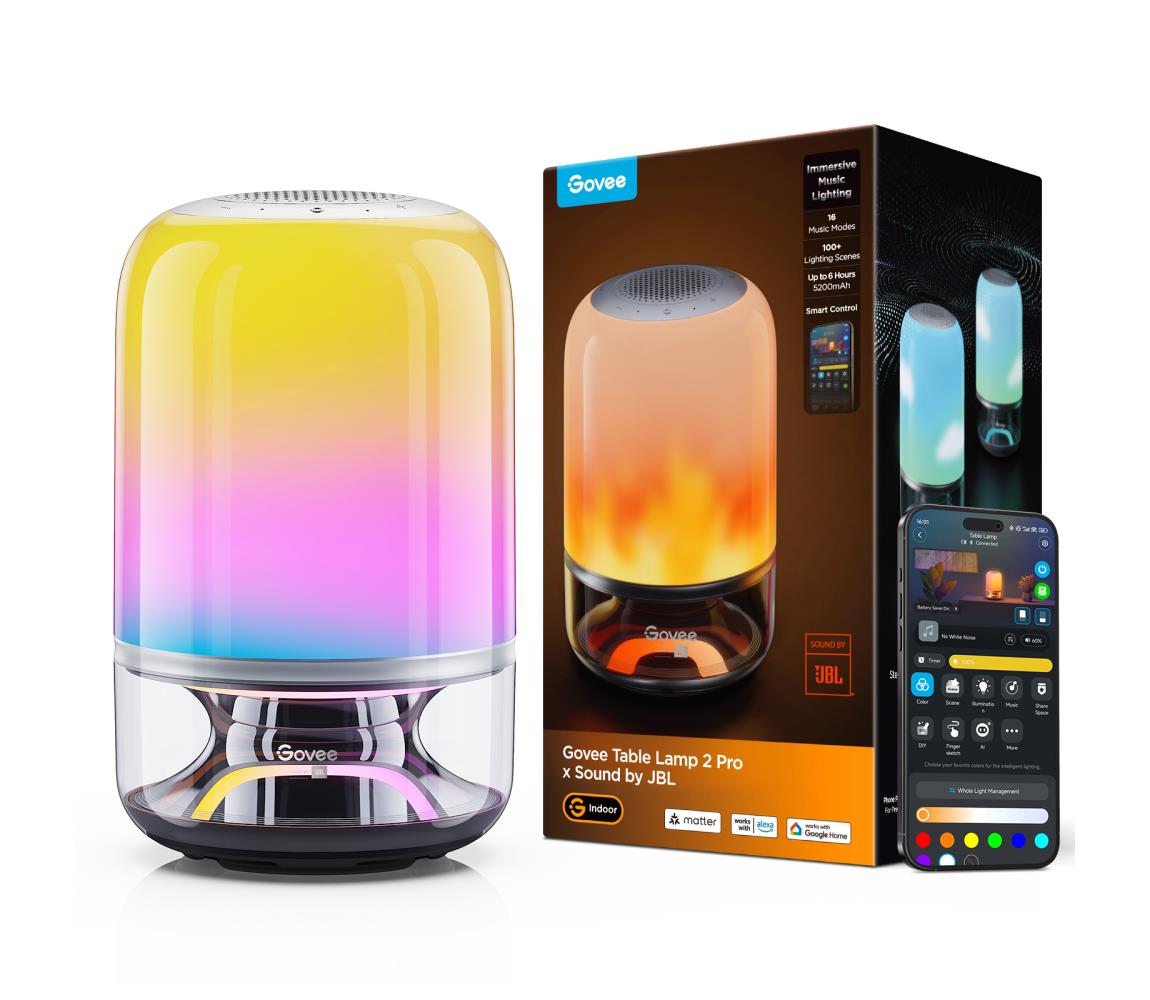 Govee - LED RGBW Stmievateľná stolová lampa s reproduktorom LED/36W/12V Wi-Fi H60200F1