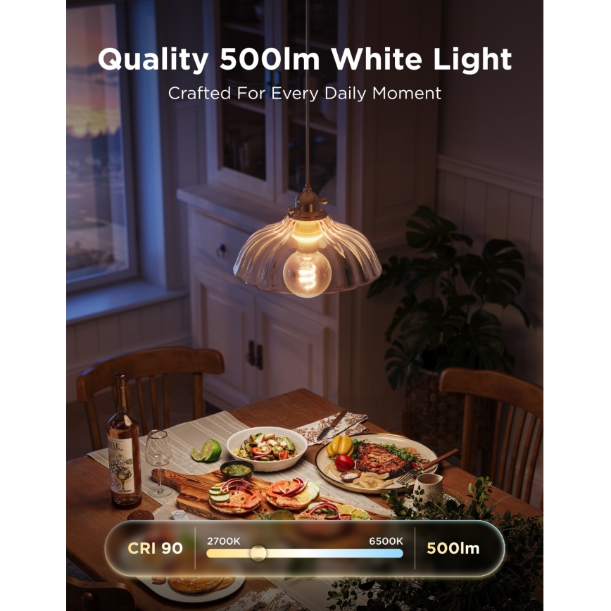 Govee - LED RGBWW Stmievateľná žiarovka Smart MATTER G80 E27/5W/230V 2700-6500K Wi-Fi