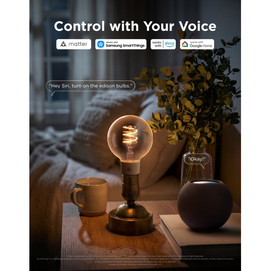 Govee - LED RGBWW Stmievateľná žiarovka Smart MATTER G80 E27/5W/230V 2700-6500K Wi-Fi