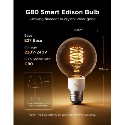 Govee - LED RGBWW Stmievateľná žiarovka Smart MATTER G80 E27/5W/230V 2700-6500K Wi-Fi