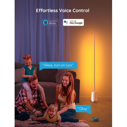 Govee - LED Stmievateľná stojacia lampa Lyra Smart RGBICWW 2200-6500K Wi-Fi + diaľkové ovládanie