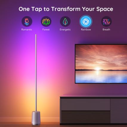 Govee - LED Stmievateľná stojacia lampa Lyra Smart RGBICWW 2200-6500K Wi-Fi + diaľkové ovládanie