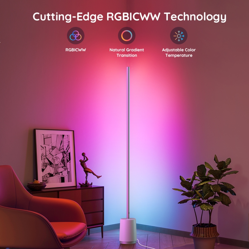 Govee - LED Stmievateľná stojacia lampa Lyra Smart RGBICWW 2200-6500K Wi-Fi + diaľkové ovládanie