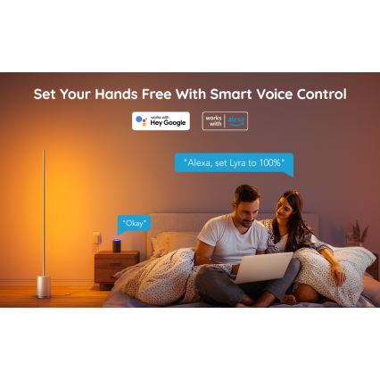 Govee - LED Stmievateľná stojacia lampa Lyra Smart RGBICWW 2200-6500K Wi-Fi + diaľkové ovládanie