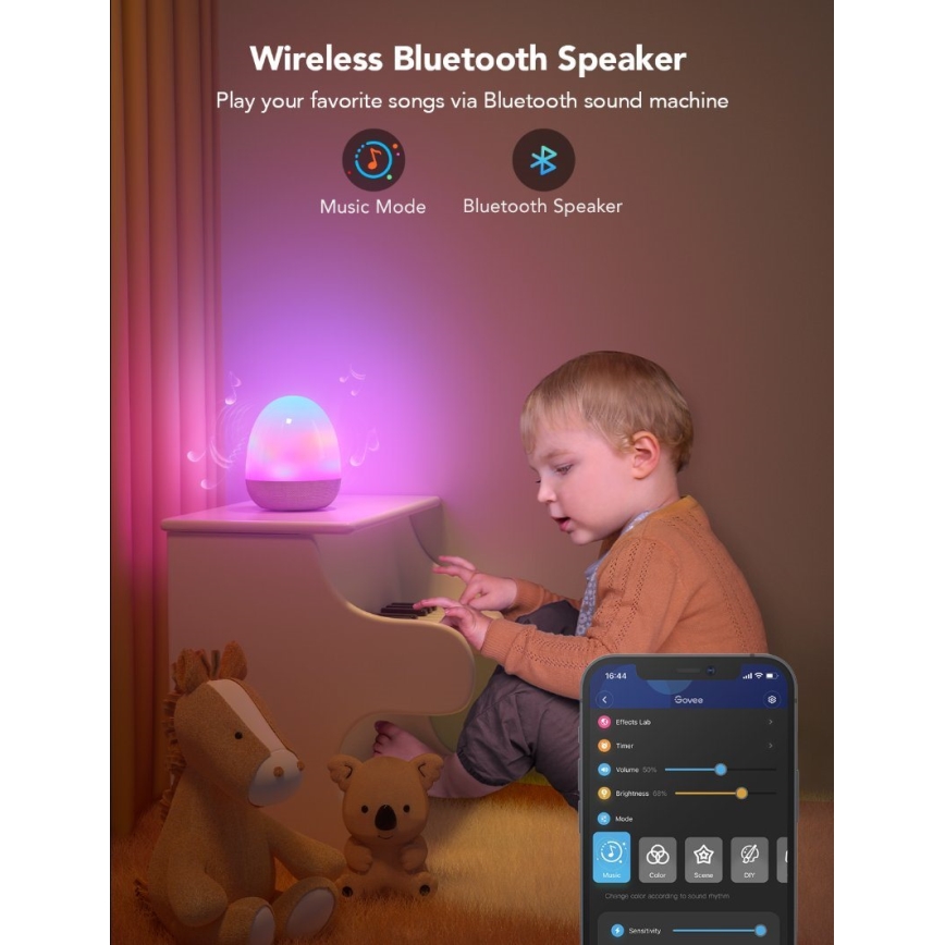 Govee - RGBIC Nočné Smart LED svetlo s reproduktorom Wi-Fi