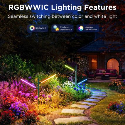 Govee - SADA 2x LED RGBICWW Stmievateľná vonkajšia lampa LED/18W/230V IP66 2700-6500K Wi-Fi