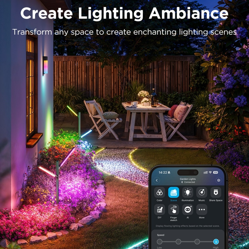 Govee - SADA 2x LED RGBICWW Stmievateľná vonkajšia lampa LED/18W/230V IP66 2700-6500K Wi-Fi