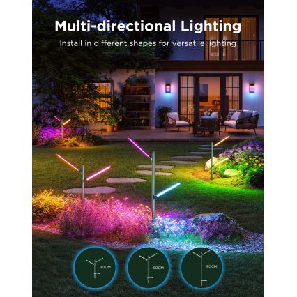 Govee - SADA 2x LED RGBICWW Stmievateľná vonkajšia lampa LED/18W/230V IP66 2700-6500K Wi-Fi