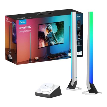 Govee - Sada 2x Smart Gaming Wi-Fi LED RGBIC panely + Smart Dual biela + diaľkové ovládanie