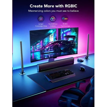 Govee - SADA 2x Smart Gaming Wi-Fi LED RGBIC Panely + Smart Dual + diaľkové ovládanie