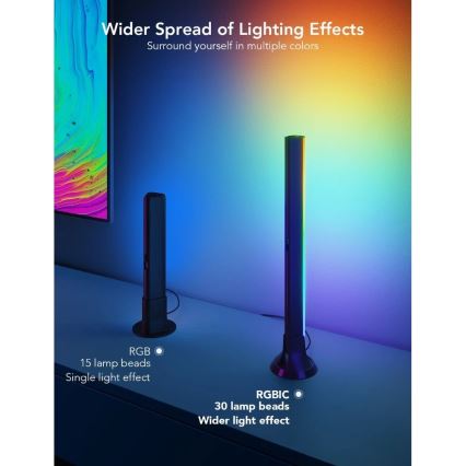 Govee - SMART LED RGBIC panel 38 cm pre TV 43-75 - 2 ks Wi-Fi