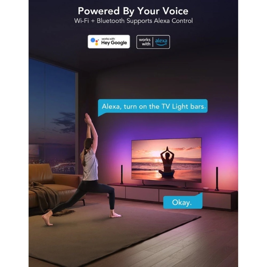 Govee - SMART LED RGBIC panel 38 cm pre TV 43-75 - 2 ks Wi-Fi