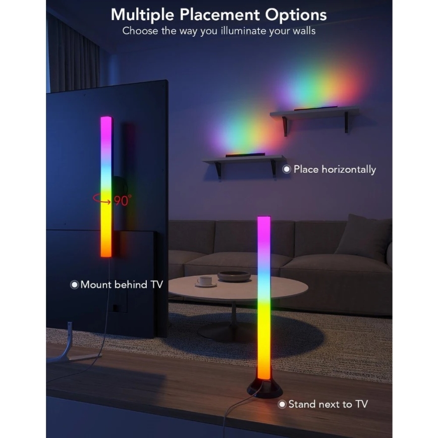 Govee - SMART LED RGBIC panel 38 cm pre TV 43-75 - 2 ks Wi-Fi