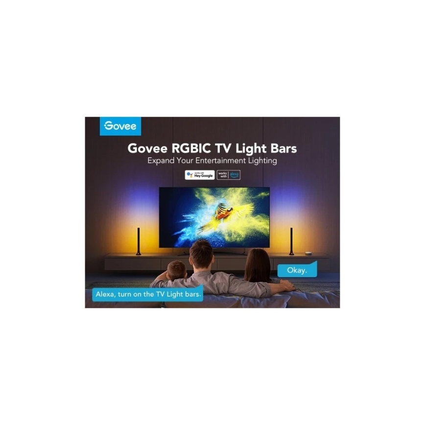 Govee - SMART LED RGBIC panel 38 cm pre TV 43-75 - 2 ks Wi-Fi