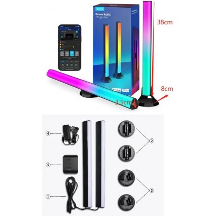 Govee - SMART LED RGBIC panel 38 cm pre TV 43-75 - 2 ks Wi-Fi