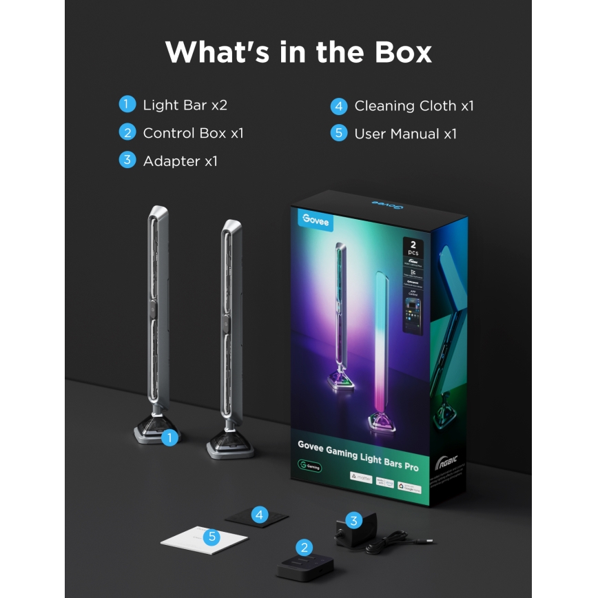 Govee - Smart RGBIC Gaming Pro svetelné panely Matter Wi-Fi