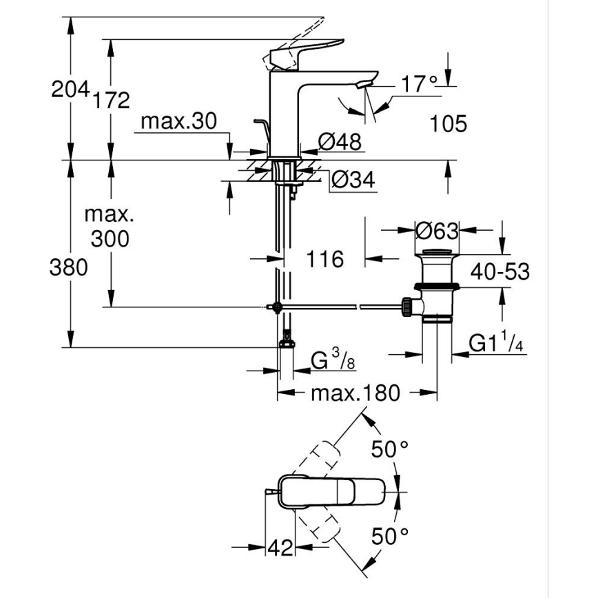 GROHE 1018322430 - Umývadlová batéria DICE M čierna