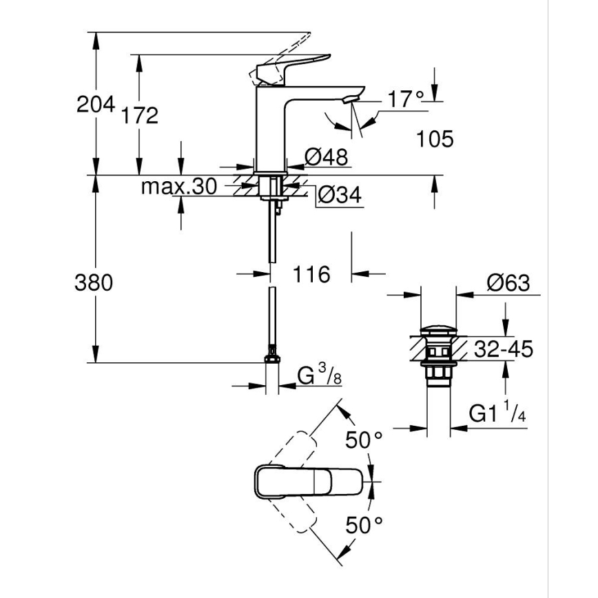 GROHE 1018332430 - Umyvadlová batéria DICE M čierna