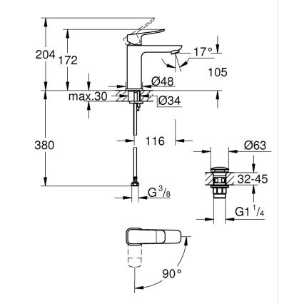 GROHE 1018360000 - Umývadlová batéria DICE M lesklý chróm
