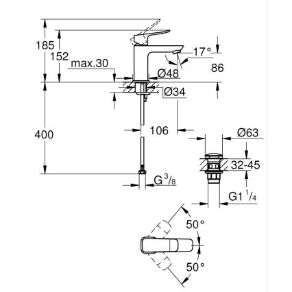 GROHE 1018570000 - Umývadlová batéria DICE S lesklý chróm