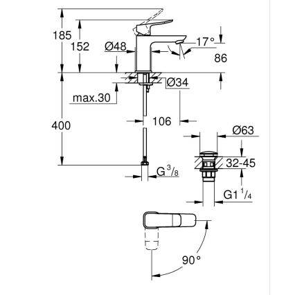 GROHE 1018612430 - Umývadlová batéria DICE S čierna