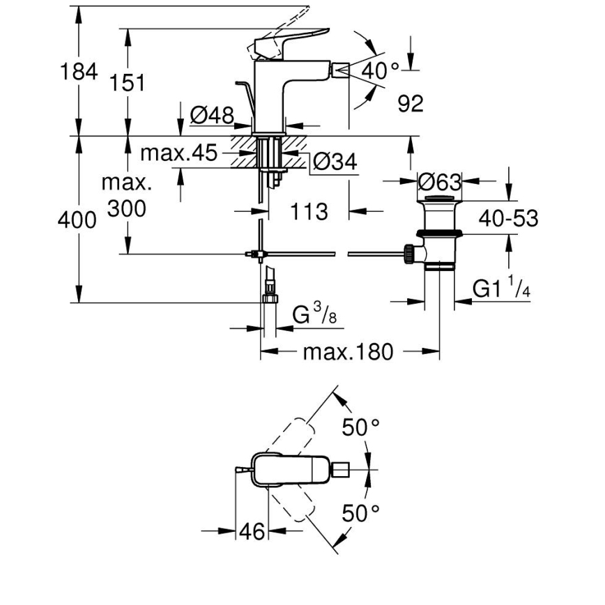 GROHE 1018770000 - Bidetová batéria DICE v lesklom chróme