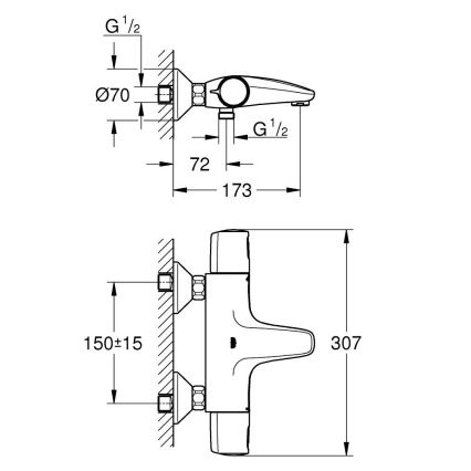 GROHE 1022162432 - Termostatická vaňová batéria PRECISION TREND DN 15 čierna