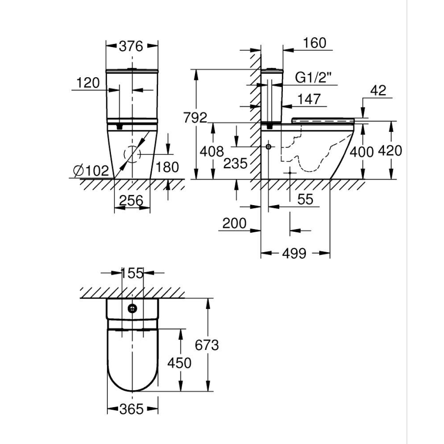GROHE 102513SH00 - WC súprava EURO CERAMIC 67,3 x 37,6 x 79,2 cm keramika/biela