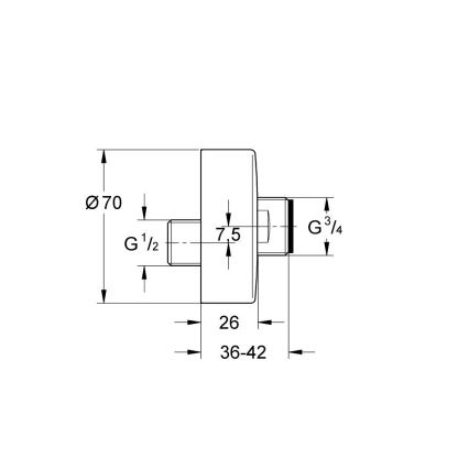 GROHE 12662000 - S-prípojka 70 x 26 mosadz/lesklý chróm
