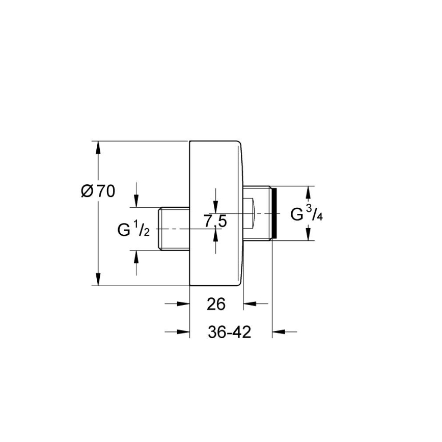 GROHE 12662000 - S-prípojka 70 x 26 mosadz/lesklý chróm