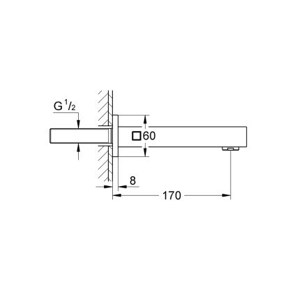 GROHE 13303000 - Vpusť do vane EUROCUBE 170 mm lesklý chróm
