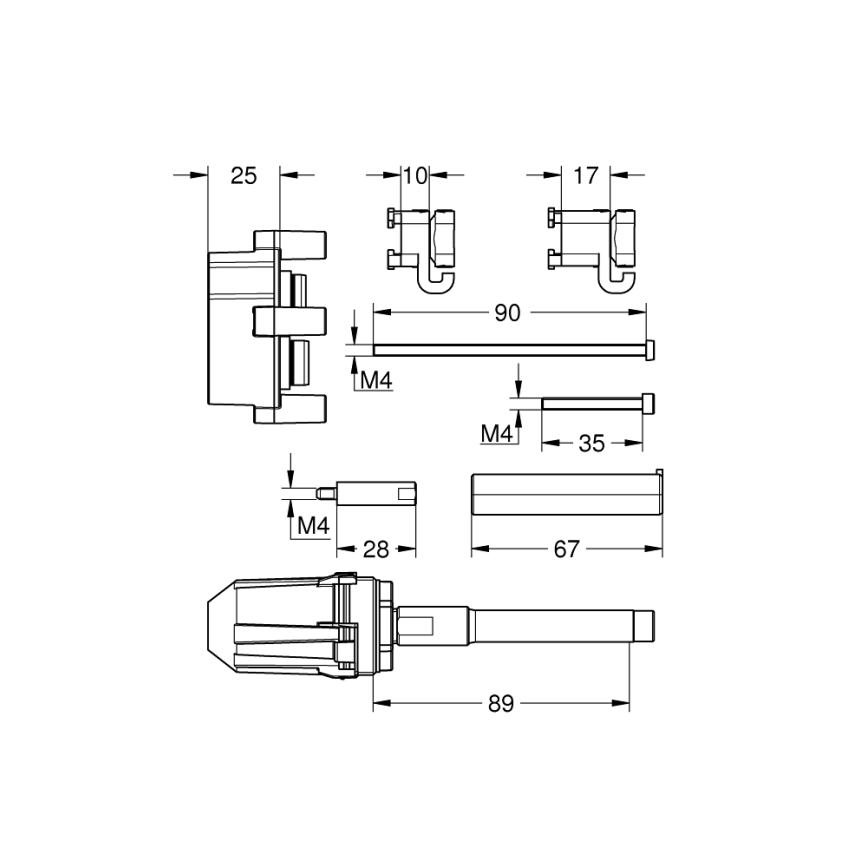 GROHE 14056000 - Univerzálna predlžovacia sada 25 mm, lesklý chróm