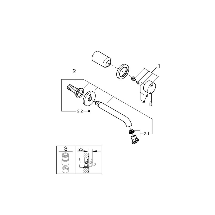 GROHE 19408GL1 - Umývadlová dvojotvorová batéria ESSENCE 183 mm zlatá
